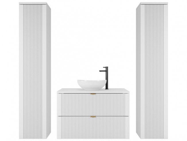 Zestaw mebli łazienkowych Daki 80 5 biała perła/złote uchwyty - widok ogólny