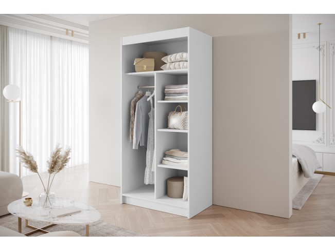 Szafa przesuwna Gold 3 biały/czarny z lustrem 100 cm