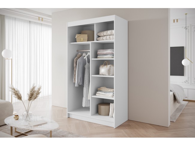 Szafa przesuwna Gold 3 biały/kaszmir z lustrem 120 cm