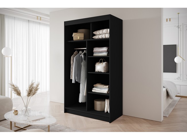 Szafa przesuwna Gold 3 czarny/biały z lustrem 120 cm