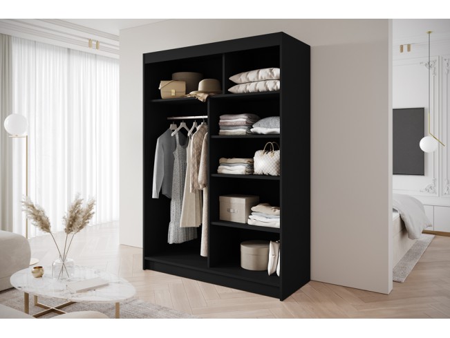 Szafa przesuwna Gold 3 czarna z lustrem 150 cm