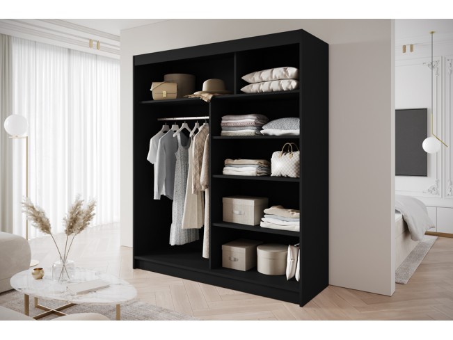 Szafa przesuwna Gold 3 czarna z lustrem 180 cm