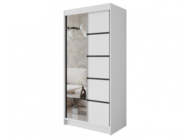 Szafa przesuwna Nero 3 100 biała z lustrem - widok ogólny