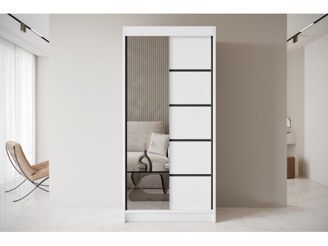 Szafa przesuwna Nero 3 biała z lustrem 100 cm