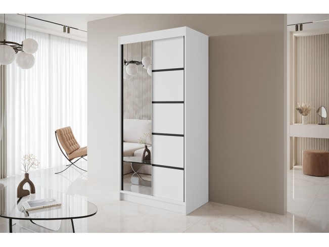 Szafa przesuwna Nero 3 biała z lustrem 100 cm