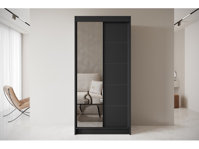 Szafa przesuwna Nero 3 czarna z lustrem 100 cm