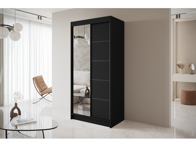 Szafa przesuwna Nero 3 czarna z lustrem 100 cm