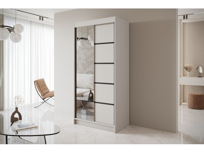 Szafa przesuwna Nero 3 kaszmir z lustrem 100 cm