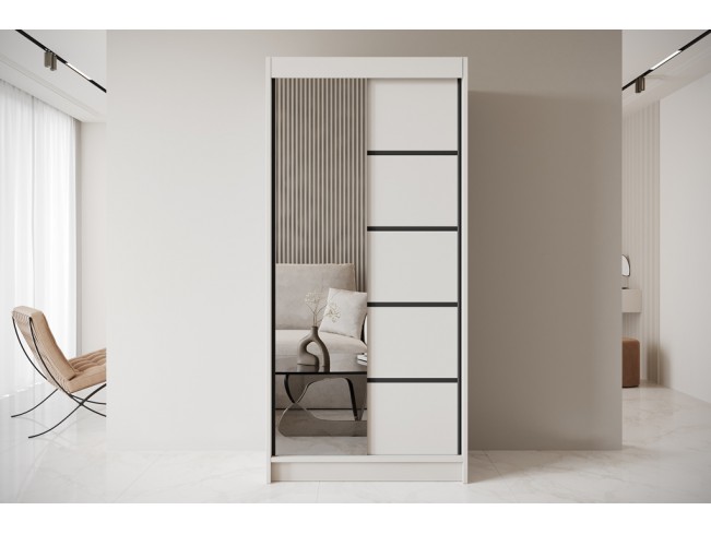 Szafa przesuwna Nero 3 kaszmir z lustrem 100 cm