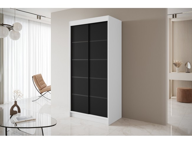 Szafa przesuwna Nero 4 biały/czarny 100 cm