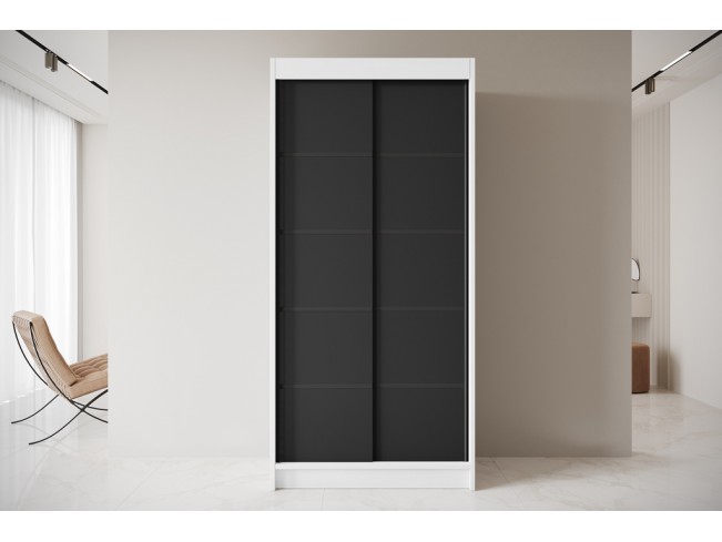 Szafa przesuwna Nero 4 biały/czarny 100 cm