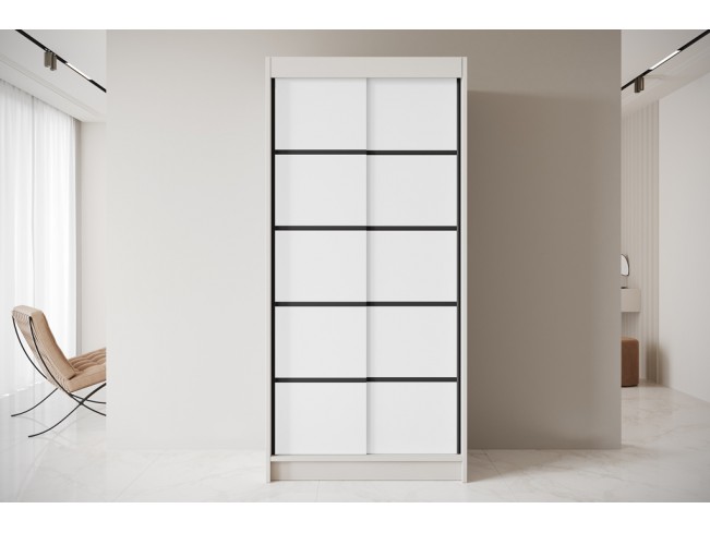 Szafa przesuwna Nero 4 kaszmir/biały 100 cm
