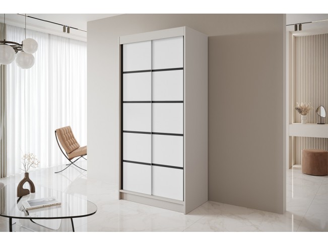 Szafa przesuwna Nero 4 kaszmir/biały 100 cm