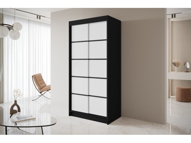 Szafa przesuwna Nero 4 czarny/biały 100 cm