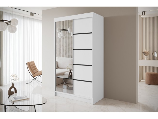 Szafa przesuwna Nero 3 biała z lustrem 120 cm