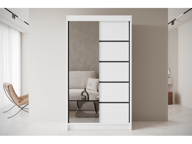 Szafa przesuwna Nero 3 biała z lustrem 120 cm