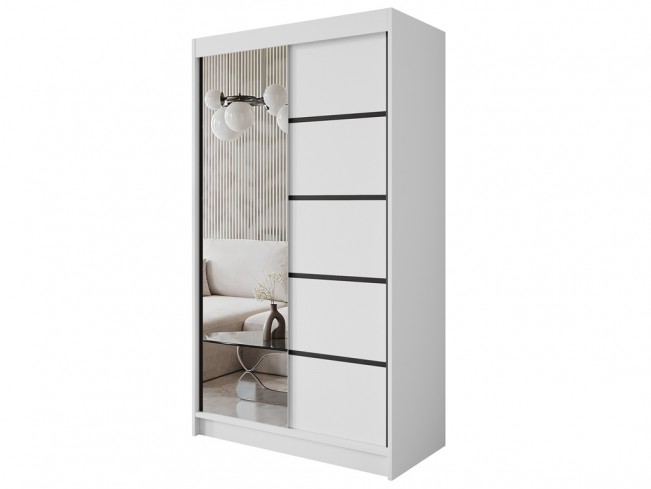 Szafa Nero 3 biała z lustrem 120 cm - widok z przodu