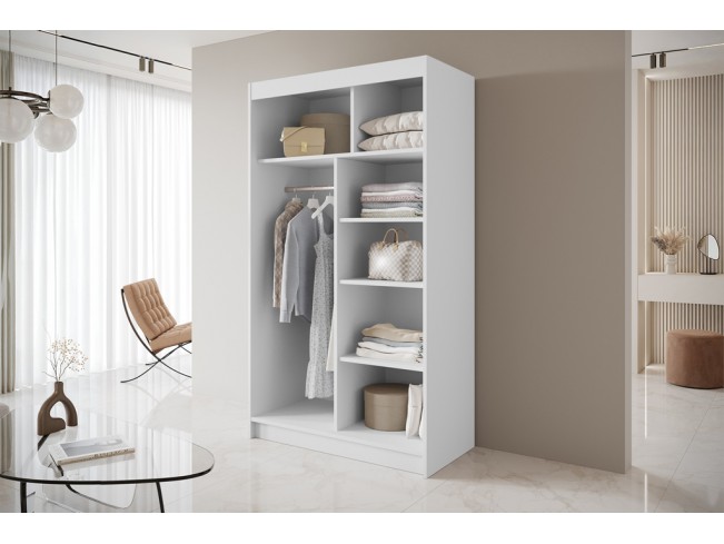 Szafa przesuwna Nero 3 biała z lustrem 120 cm