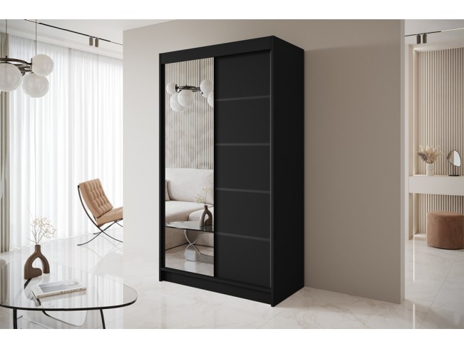 Szafa przesuwna Nero 3 czarna z lustrem 120 cm