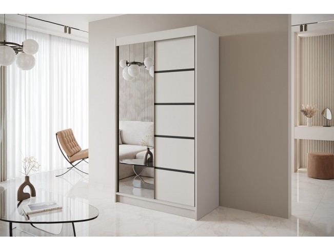 Szafa przesuwna Nero 3 kaszmir z lustrem 120 cm