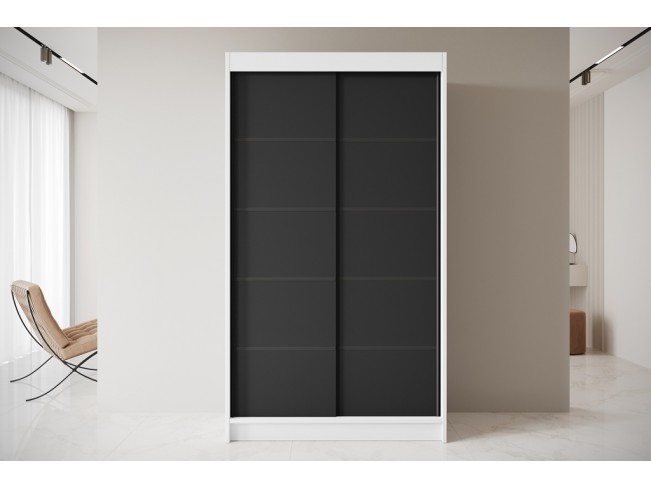 Szafa przesuwna Nero 4 biały/czarny 120 cm