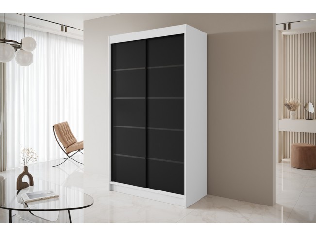 Szafa przesuwna Nero 4 biały/czarny 120 cm