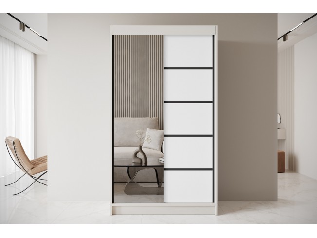 Szafa przesuwna Nero 3 kaszmir/biały z lustrem 120 cm