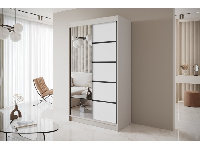 Szafa przesuwna Nero 3 kaszmir/biały z lustrem 120 cm