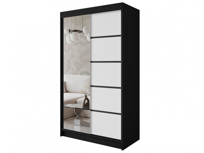 Szafa przesuwna Nero 3 czarny/biały z lustrem 120  - widok z przodu