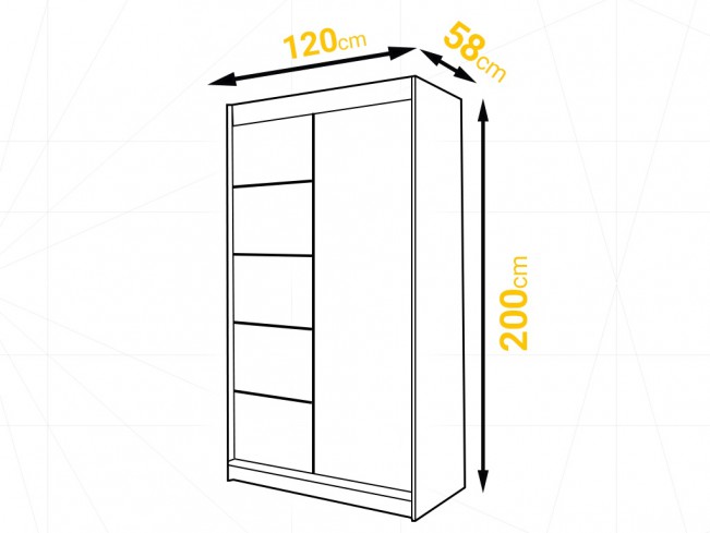 Szafa przesuwna Nero 3 czarny/biały z lustrem 120 cm