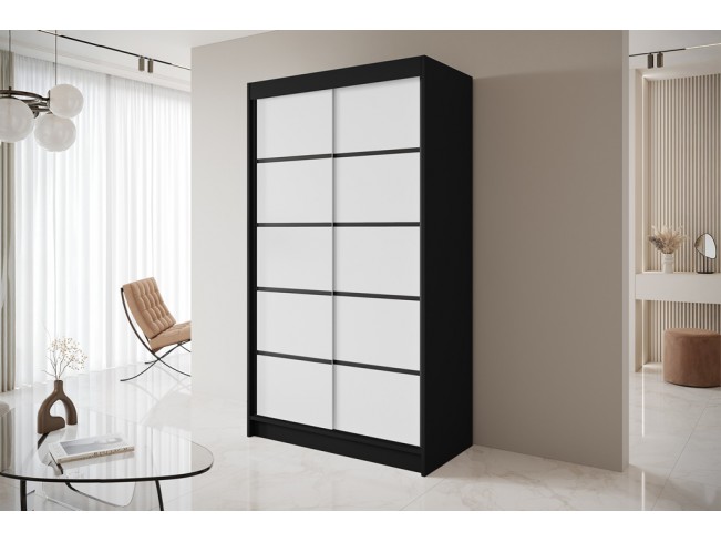 Szafa przesuwna Nero 4 czarny/biały 120 cm