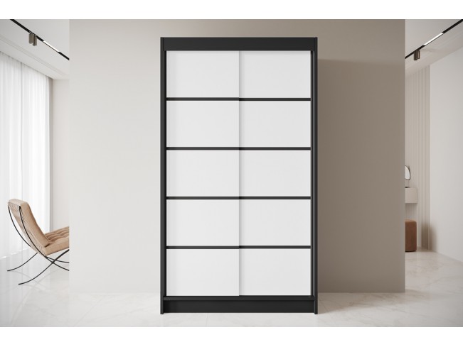 Szafa przesuwna Nero 4 czarny/biały 120 cm