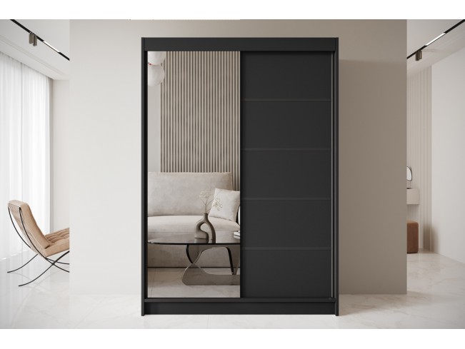 Szafa przesuwna Nero 3 czarna z lustrem 150 cm