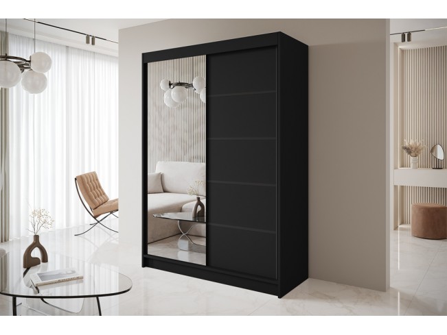 Szafa przesuwna Nero 3 czarna z lustrem 150 cm