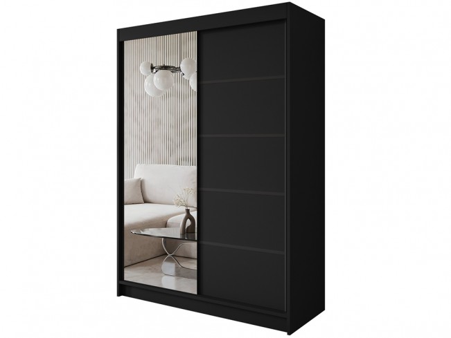 Szafa Nero 3 czarna z lustrem 150 cm - widok ogólny