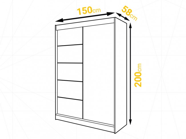 Szafa przesuwna Nero 4 biały/czarny 150 cm