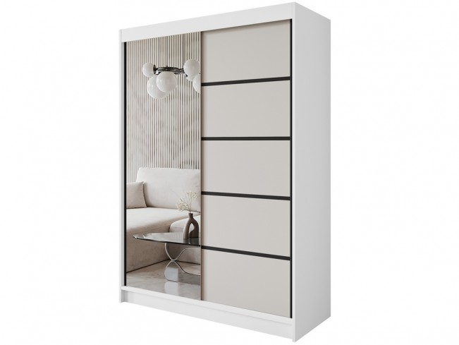 Szafa Nero 3 biały/kaszmir 150 cm - widok ogólny