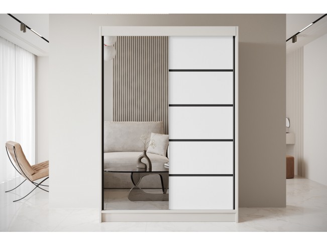 Szafa przesuwna Nero 3 kaszmir/biały z lustrem 150 cm