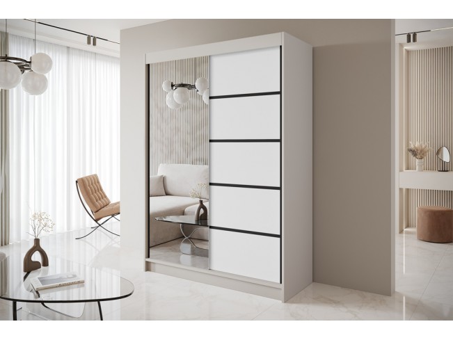 Szafa przesuwna Nero 3 kaszmir/biały z lustrem 150 cm