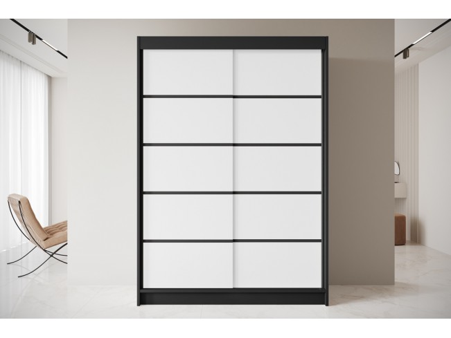 Szafa przesuwna Nero 4 czarny/biały 150 cm