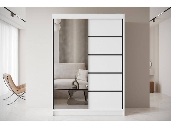 Szafa przesuwna Nero 3 biała z lustrem 180 cm