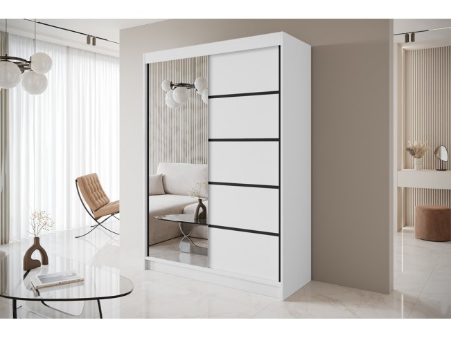 Szafa przesuwna Nero 3 biała z lustrem 180 cm