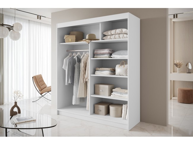 Szafa przesuwna Nero 3 biały/czarny z lustrem 180 cm