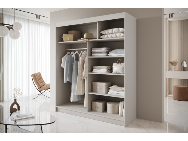 Szafa przesuwna Nero 3 kaszmir/biały z lustrem 180 cm