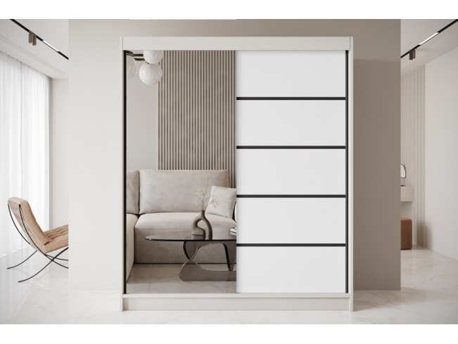 Szafa przesuwna Nero 3 kaszmir/biały z lustrem 180 cm