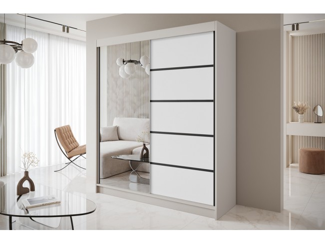 Szafa przesuwna Nero 3 kaszmir/biały z lustrem 180 cm