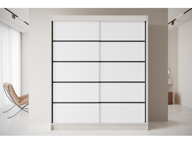 Szafa przesuwna Nero 4 kaszmir/biały 180 cm