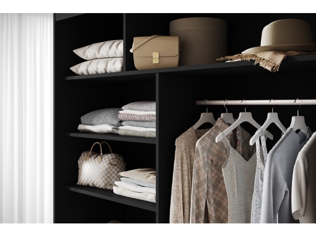 Szafa przesuwna Nero 3 czarny/biały z lustrem 180 cm