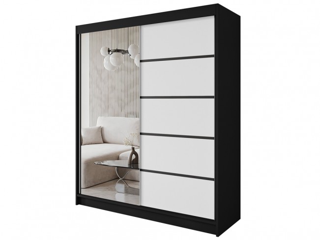 Szafa Nero 3 czarny/biały 180 cm - widok ogólny