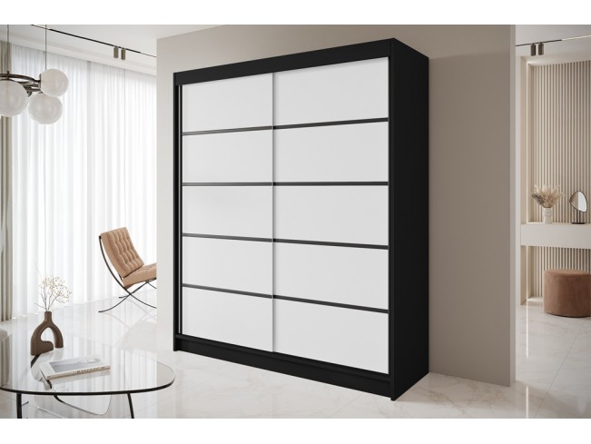 Szafa przesuwna Nero 4 czarny/biały 180 cm